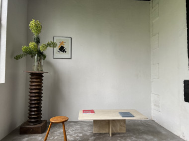 Table basse en travertin, Italie, années 80, vue 1