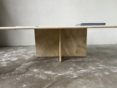 Table basse en travertin, Italie, années 80, vue 4