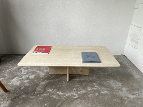 Table basse en travertin, Italie, années 80, vue 5