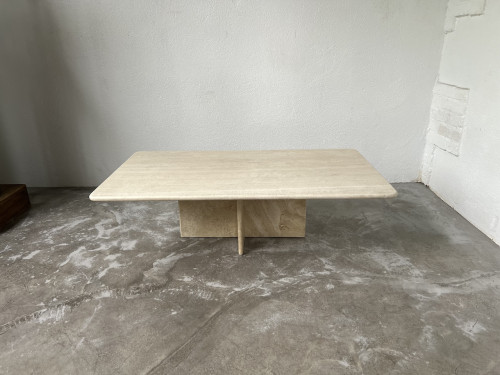Table basse en travertin, Italie, années 80, vue 8