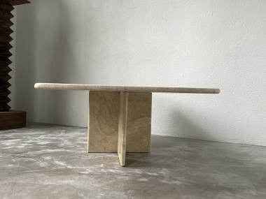 Table basse en travertin, Italie, années 80, vue 10