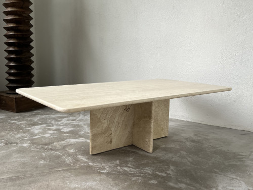 Table basse en travertin, Italie, années 80, vue 11
