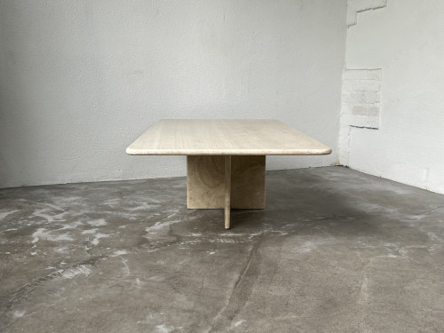 Table basse en travertin, Italie, années 80, vue 15
