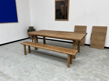 Banc en chêne massif des années 60, vue 9