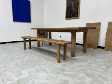 Banc en chêne massif des années 60, vue 10