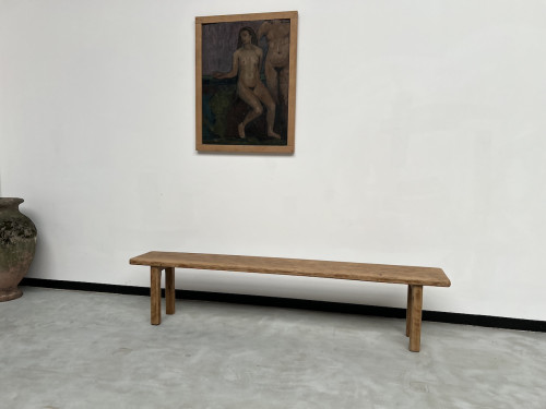 Banc en chêne massif des années 60, vue 13