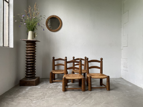 4 chaises de cheminées basses par Charles Dudouyt, vue 1