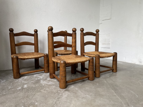 4 chaises de cheminées basses par Charles Dudouyt, vue 12