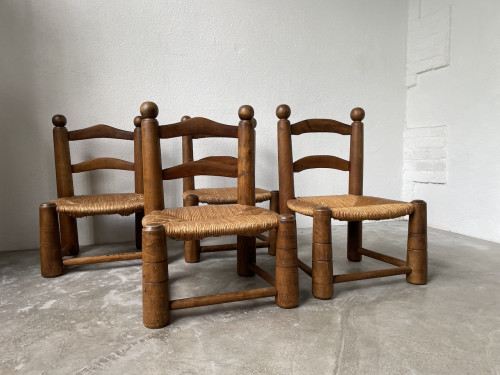 4 chaises de cheminées basses par Charles Dudouyt, vue 13