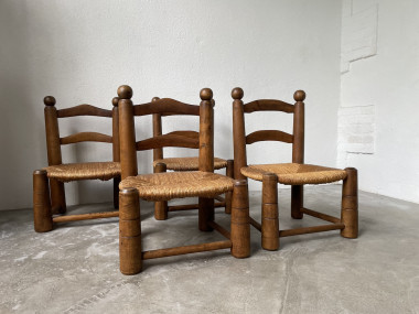 4 chaises de cheminées basses par Charles Dudouyt, vue 13