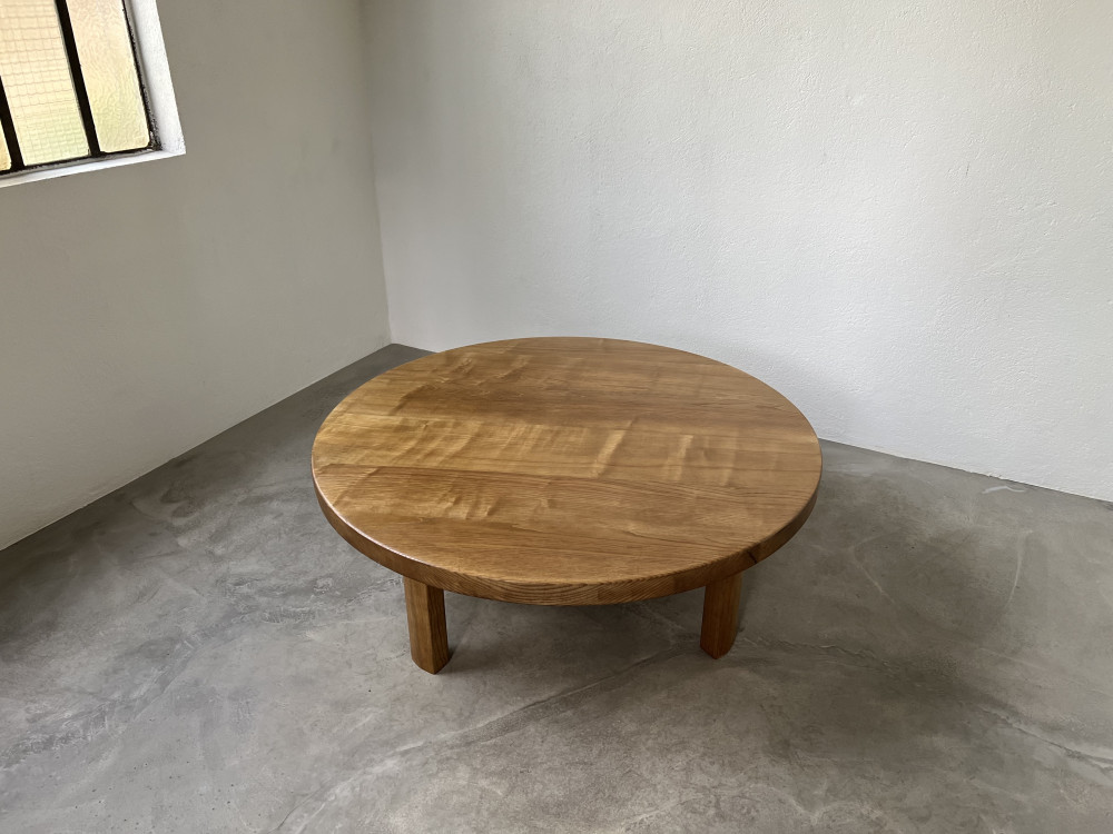 Table basse ronde en chêne, circa 1950, vue 1