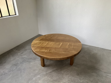 Table basse ronde en chêne, circa 1950, vue 1