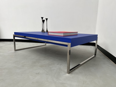Table basse moderniste vintage, couleur bleu Klein, vue 11