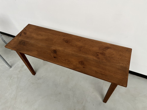 Petite console ancienne en chêne massif, aux pieds fuseaux, vue 3