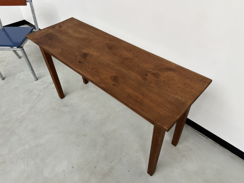 Petite console ancienne en chêne massif, aux pieds fuseaux, vue 4