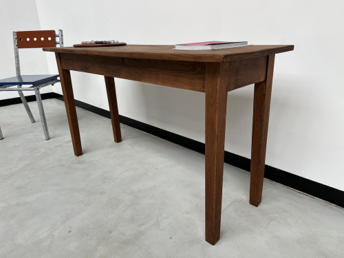 Petite console ancienne en chêne massif, aux pieds fuseaux, vue 8