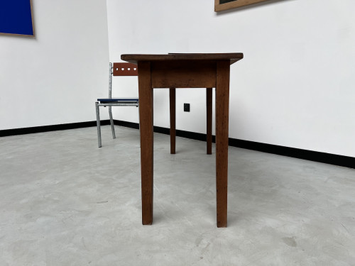 Petite console ancienne en chêne massif, aux pieds fuseaux, vue 12