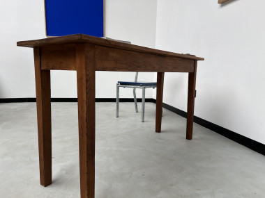 Petite console ancienne en chêne massif, aux pieds fuseaux, vue 13