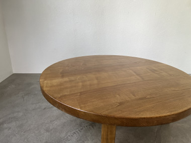 Table basse ronde en chêne, circa 1950, vue 5