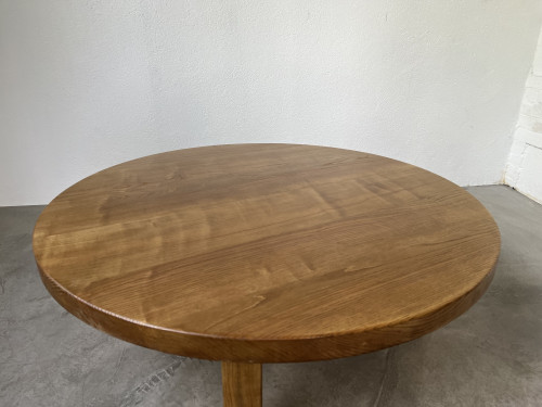 Table basse ronde en chêne, circa 1950, vue 6