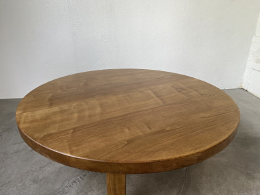 Table basse ronde en chêne, circa 1950, vue 6