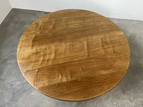 Table basse ronde en chêne, circa 1950, vue 7