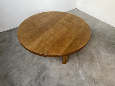 Table basse ronde en chêne, circa 1950, vue 8
