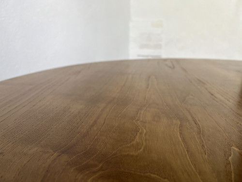 Table basse ronde en chêne, circa 1950, vue 9