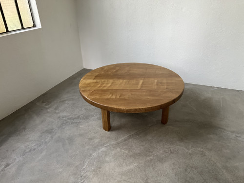 Table basse ronde en chêne, circa 1950, vue 10