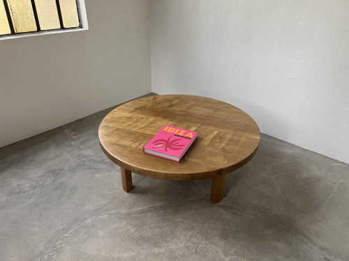 Table basse ronde en chêne, circa 1950, vue 12