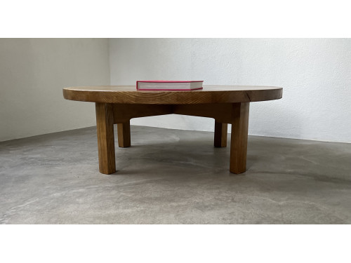 Table basse ronde en chêne, circa 1950, vue 14