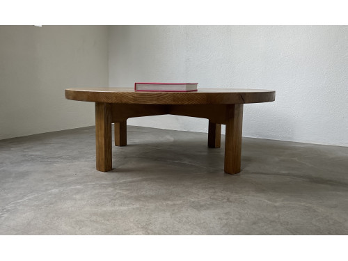 Table basse ronde en chêne, circa 1950, vue 15