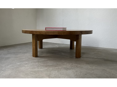 Table basse ronde en chêne, circa 1950, vue 15
