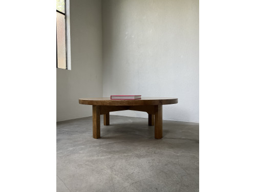 Table basse ronde en chêne, circa 1950, vue 16