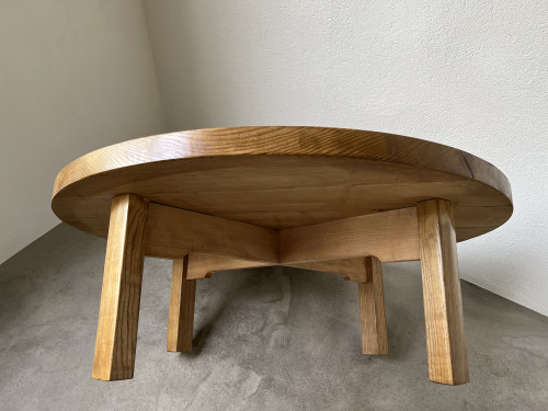 Table basse ronde en chêne, circa 1950, vue 18