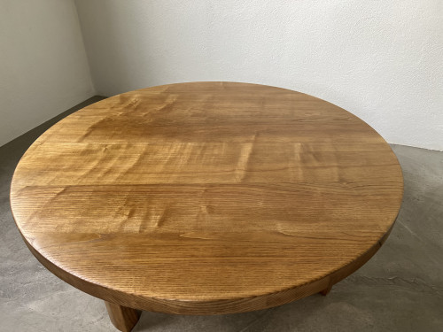 Table basse ronde en chêne, circa 1950, vue 19