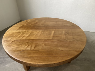 Table basse ronde en chêne, circa 1950, vue 19