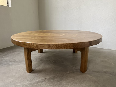Table basse ronde en chêne, circa 1950, vue 20