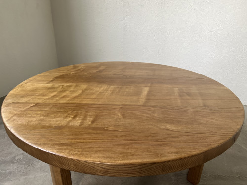 Table basse ronde en chêne, circa 1950, vue 21