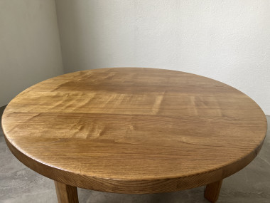 Table basse ronde en chêne, circa 1950, vue 21