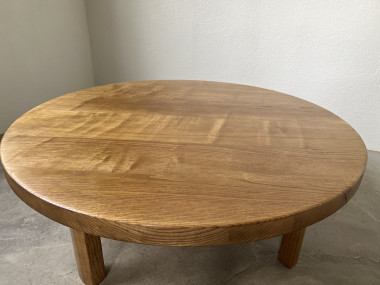 Table basse ronde en chêne, circa 1950, vue 22