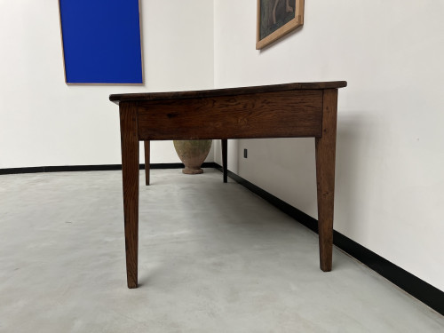Grande table écritoire des années 40 en chêne massif, vue 5