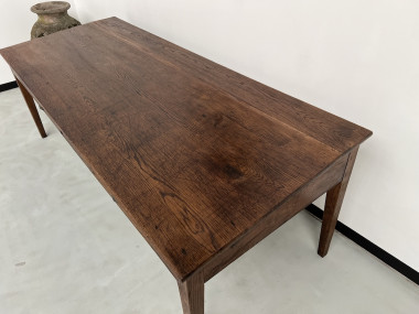 Grande table écritoire des années 40 en chêne massif, vue 7