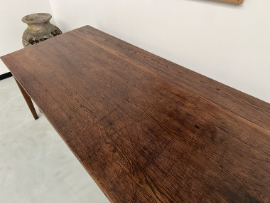 Grande table écritoire des années 40 en chêne massif, vue 8