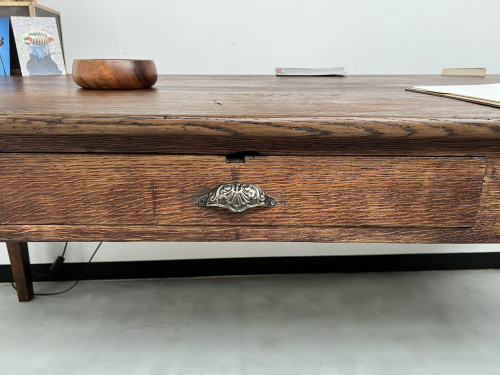 Grande table écritoire des années 40 en chêne massif, vue 16
