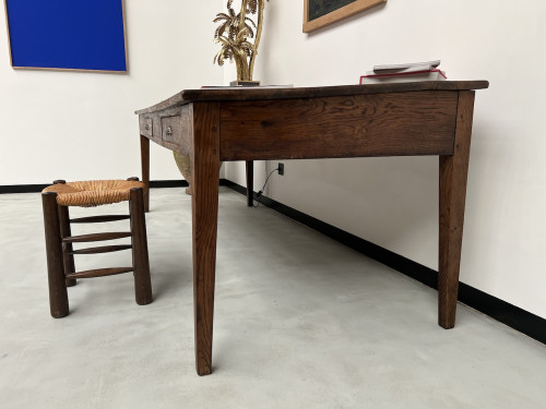 Grande table écritoire des années 40 en chêne massif, vue 24