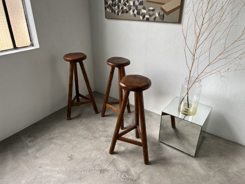 Tabourets de bar brutalistes, circa 1950, vue 3