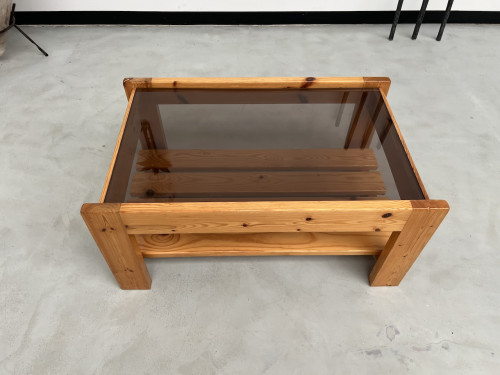 Table basse en pin des années 80, vue 5