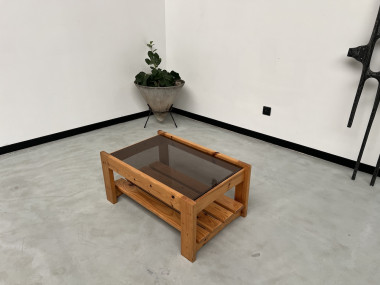 Table basse en pin des années 80, vue 8