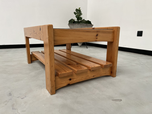 Table basse en pin des années 80, vue 10